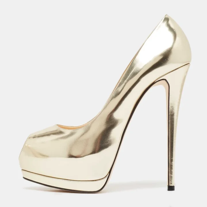 Giuseppe Zanotti Gold Leather Super Sharon Pumps Size 40