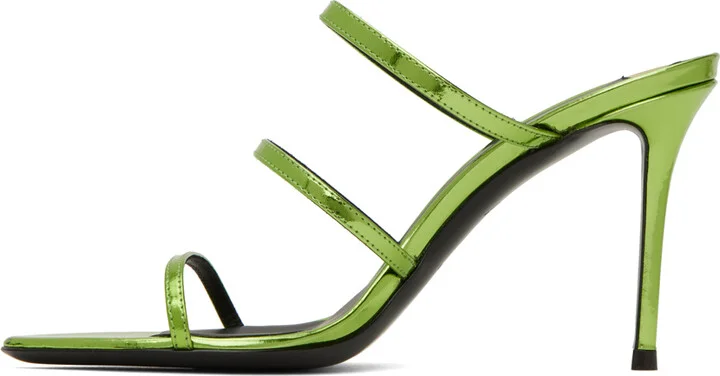 Giuseppe Zanotti Green Metallic Heeled Sandals - Image 3