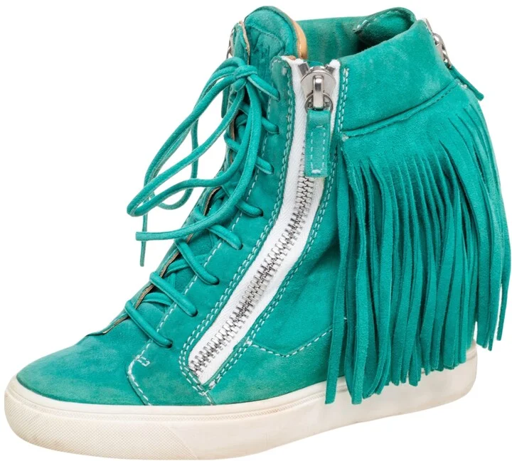 Giuseppe Zanotti Green Suede High Top Wedge Sneakers Size 37