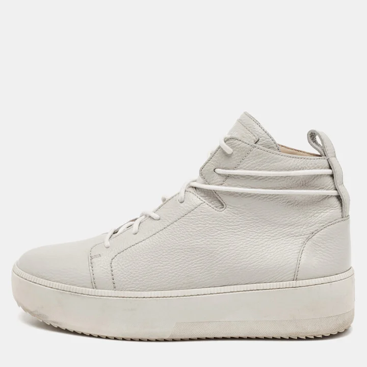Giuseppe Zanotti Grey Leather High Top Sneakers Size 44