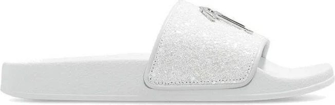 Giuseppe Zanotti Logo-Plaque Slip-On Glitter Sliders