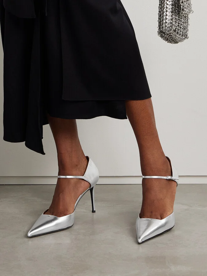 GIUSEPPE ZANOTTI - Mizuki Crystal-embellished Metallic Leather Pumps - Silver - Image 2