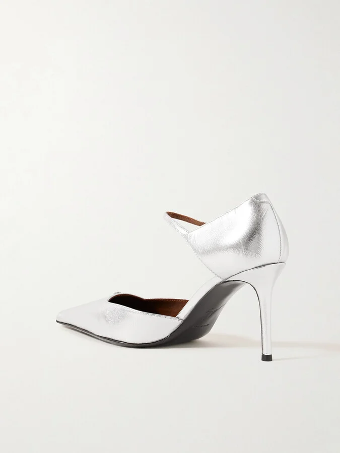 GIUSEPPE ZANOTTI - Mizuki Crystal-embellished Metallic Leather Pumps - Silver - Image 3
