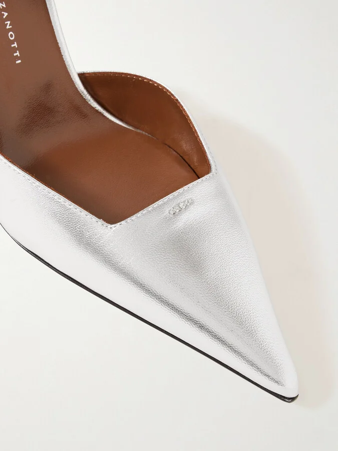 GIUSEPPE ZANOTTI - Mizuki Crystal-embellished Metallic Leather Pumps - Silver - Image 4