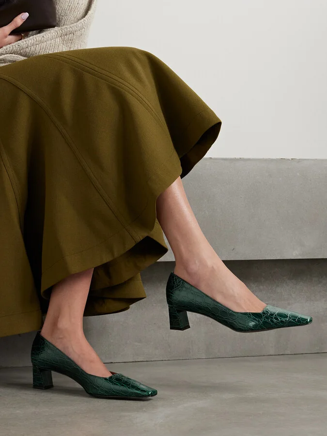 GIUSEPPE ZANOTTI - Morpheus Pavone Croc-effect Leather Pumps - Green - Image 2