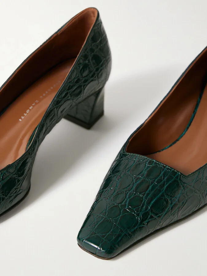 GIUSEPPE ZANOTTI - Morpheus Pavone Croc-effect Leather Pumps - Green - Image 4