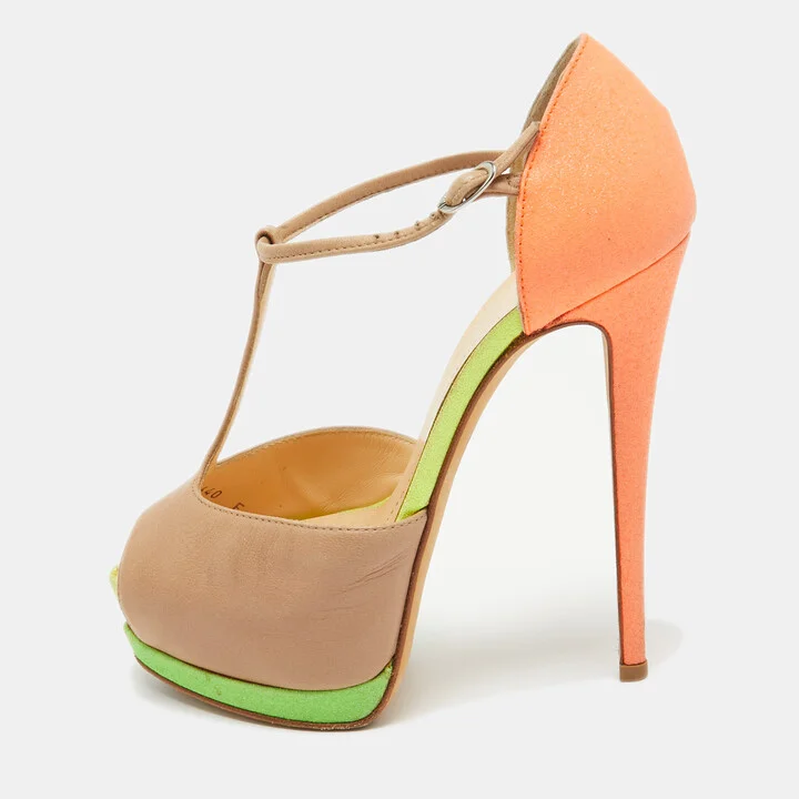 Giuseppe Zanotti Multicolor Leather and Glitter Ankle Strap Sandals Size 36