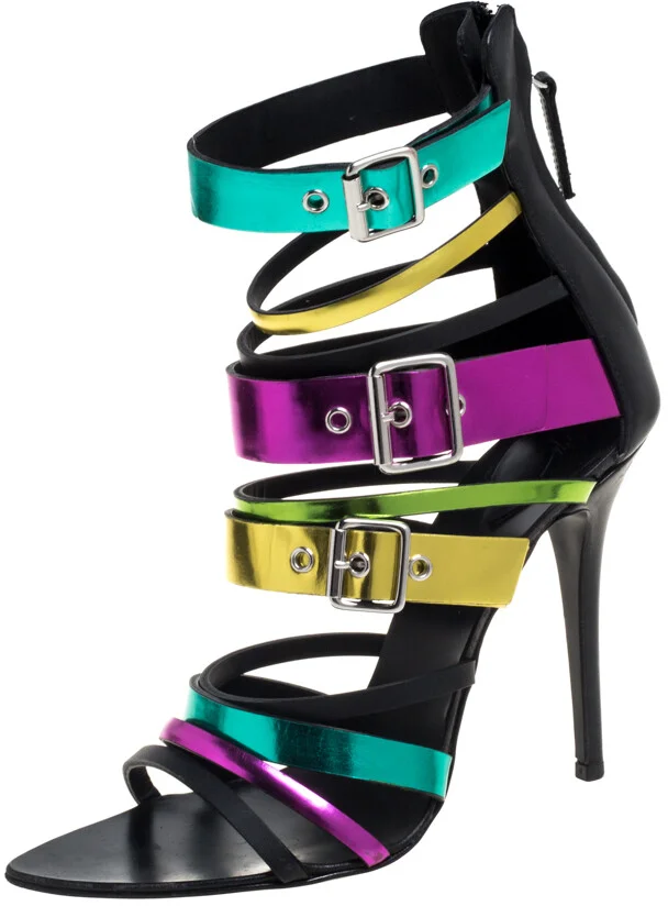 Giuseppe Zanotti Multicolor Leather Cage Sandals Size 38