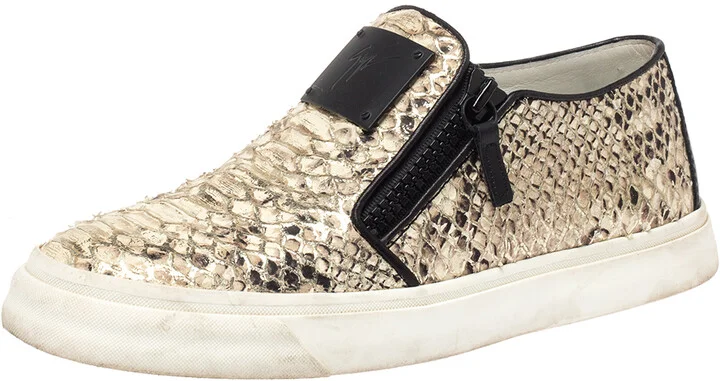 Giuseppe Zanotti Multicolor Python Embossed Leather Devon Slip On Sneakers Size 40
