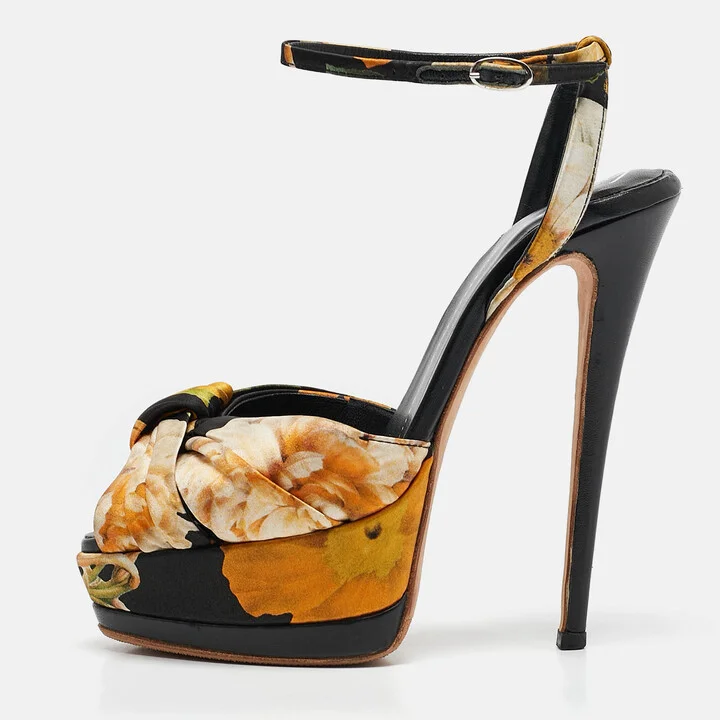 Giuseppe Zanotti Multicolor Satin Ankle Strap Sandals Size 38