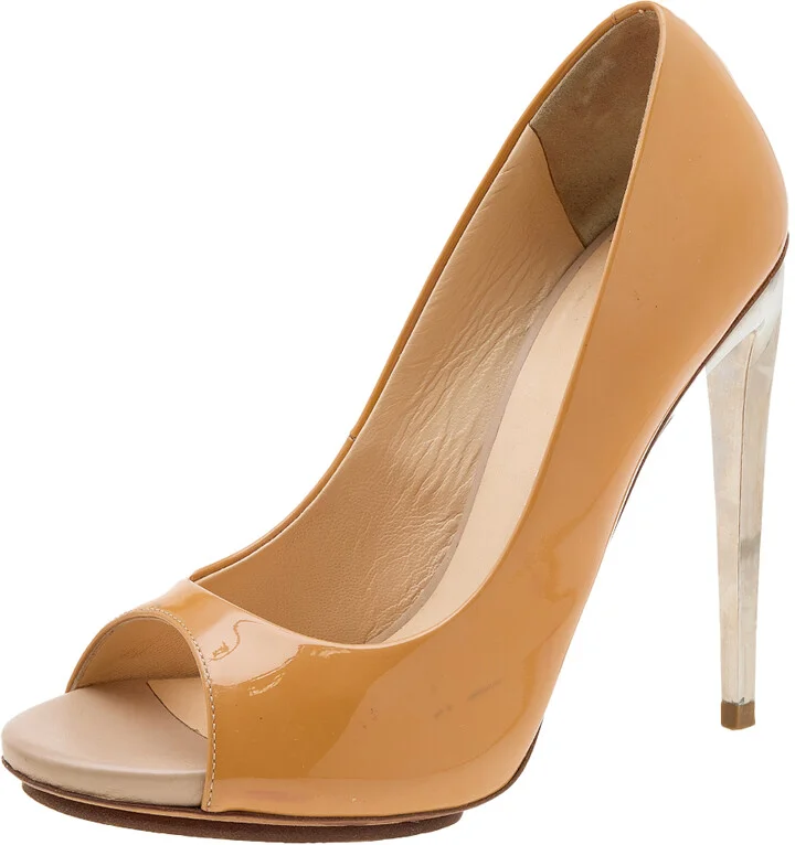 Giuseppe Zanotti Mustard Yellow Patent Leather Peep Toe Pumps Size 40