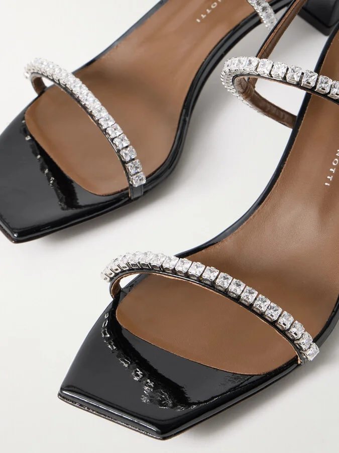 GIUSEPPE ZANOTTI - Mya Crystal-embellished Patent-leather Sandals - Black - Image 4