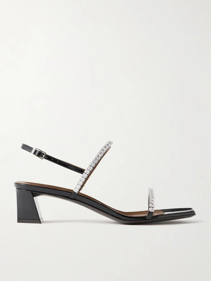 GIUSEPPE ZANOTTI - Mya Crystal-embellished Patent-leather Sandals - Black
