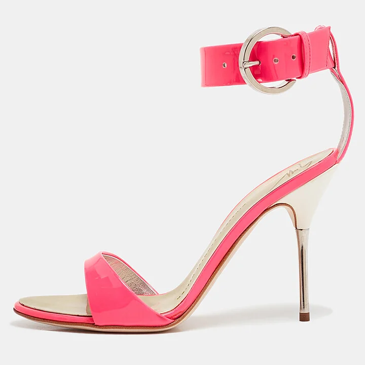 Giuseppe Zanotti Neon Pink Patent Leather Taz Sandals Size 36