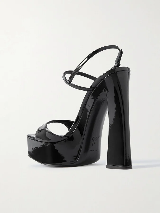 GIUSEPPE ZANOTTI - Patent-leather Platform Sandals - Black - Image 3