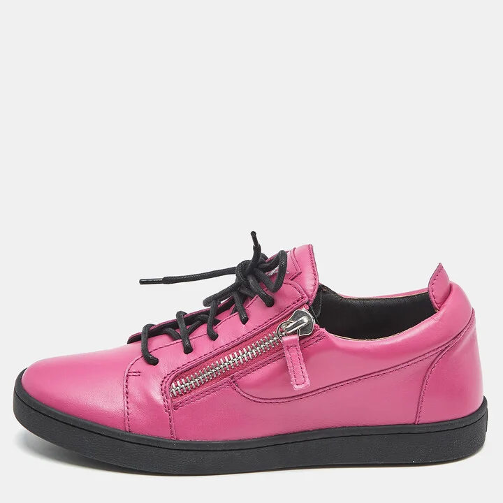 Giuseppe Zanotti Pink Leather Frankie Low Top Sneakers Size 39