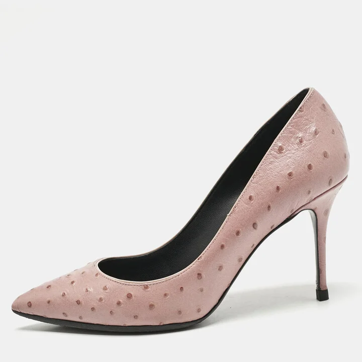 Giuseppe Zanotti Pink Ostrich Leather Lucrezia Pumps Size 35