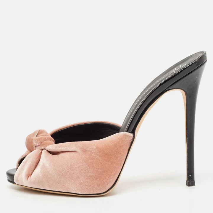 Giuseppe Zanotti Pink/Patent Velvet Slide Sandals Size 39.5