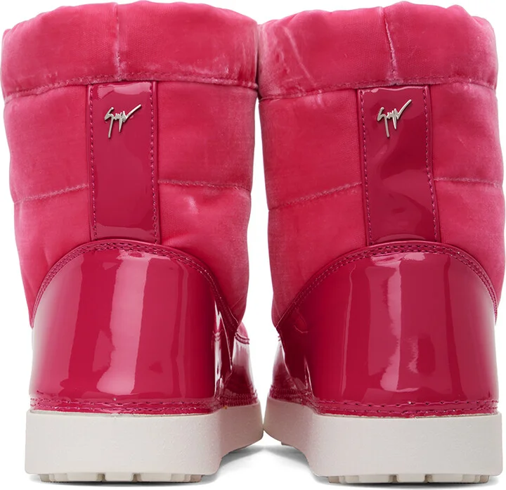 Giuseppe Zanotti Pink Snow Velvet Boots - Image 2