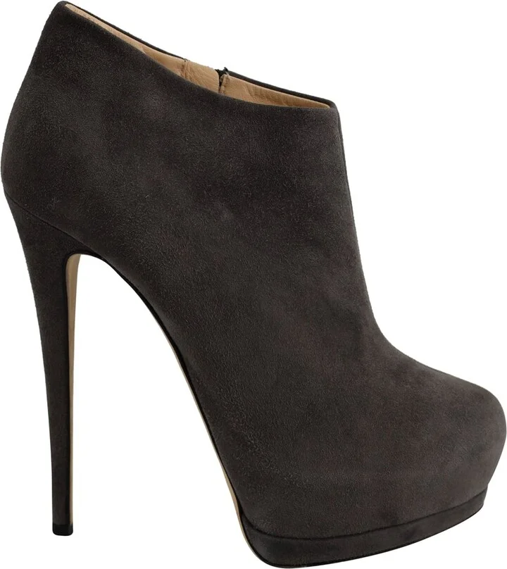 Giuseppe Zanotti Platform Heel Ankle Boots in Gray Suede