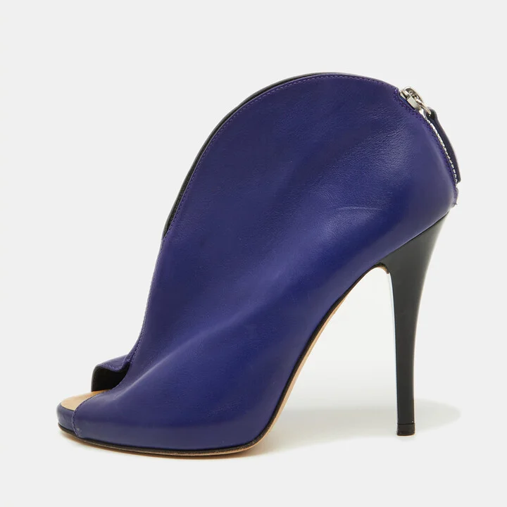 Giuseppe Zanotti Purple Leather Peep Toe Ankle Booties Size 36