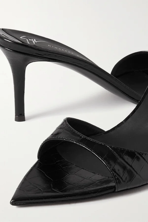 GIUSEPPE ZANOTTI - Quasimodo Croc-effect Leather Sandals - Black - Image 4
