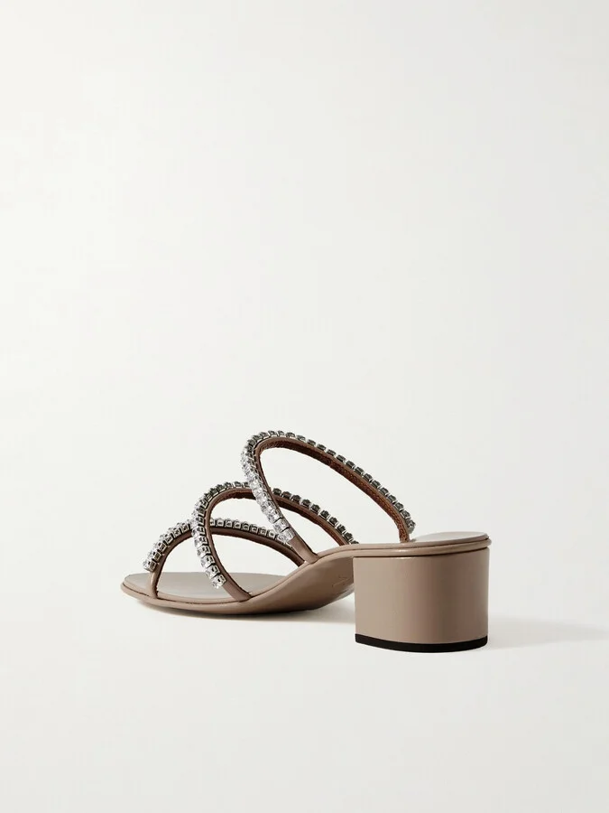 GIUSEPPE ZANOTTI - Roll Crystal-embellished Leather Sandals - Neutrals - Image 3