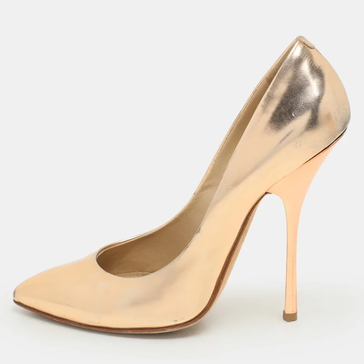 Giuseppe Zanotti Rose Gold Metalic Leather Pumps Size 38