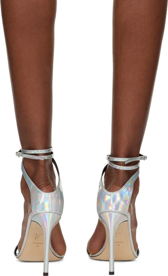 Giuseppe Zanotti Silver 105 Basic Heeled Sandals - Image 2
