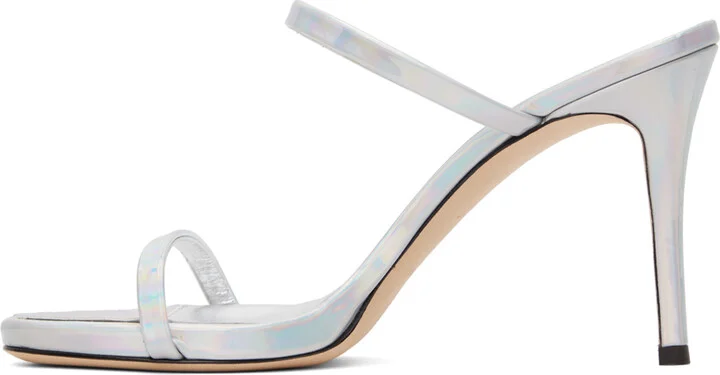 Giuseppe Zanotti Silver Double Strap Heeled Sandals - Image 3