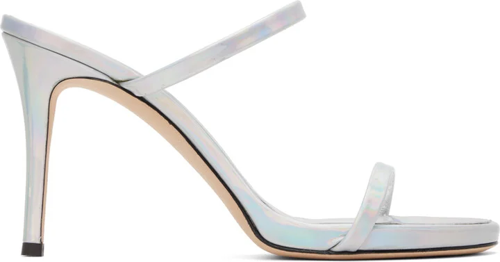 Giuseppe Zanotti Silver Double Strap Heeled Sandals