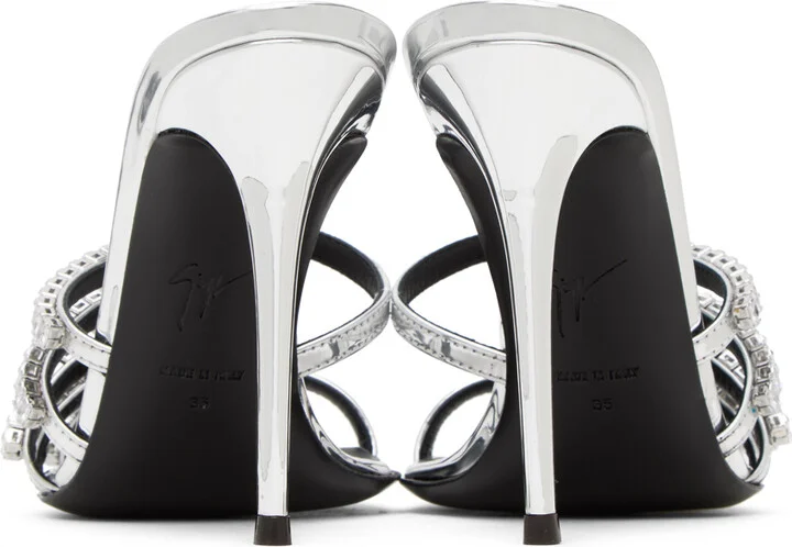 Giuseppe Zanotti Silver Intriigo Heeled Sandals - Image 2