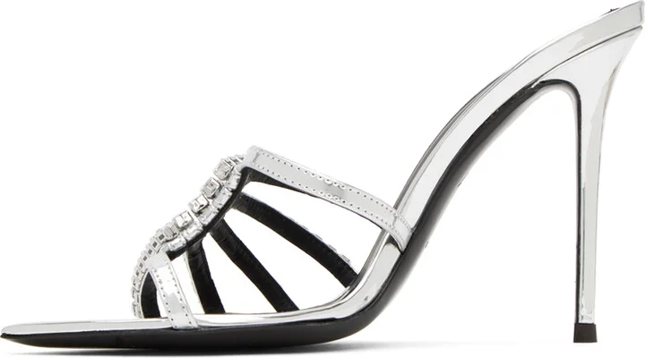 Giuseppe Zanotti Silver Intriigo Heeled Sandals - Image 3