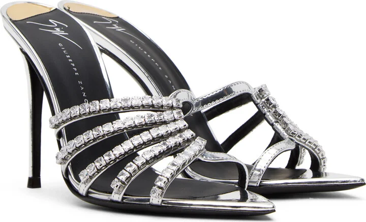 Giuseppe Zanotti Silver Intriigo Heeled Sandals - Image 4