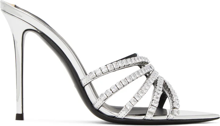 Giuseppe Zanotti Silver Intriigo Heeled Sandals
