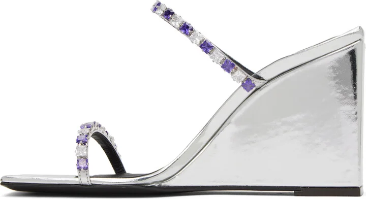 Giuseppe Zanotti Silver Shangay Heeled Sandals - Image 3