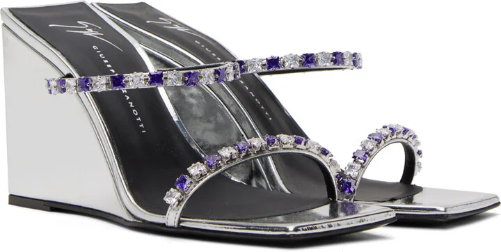 Giuseppe Zanotti Silver Shangay Heeled Sandals - Image 4