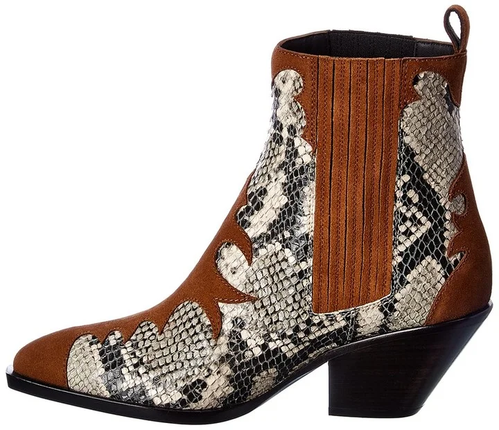 Giuseppe Zanotti Suede & Snakeskin Bootie - Image 2