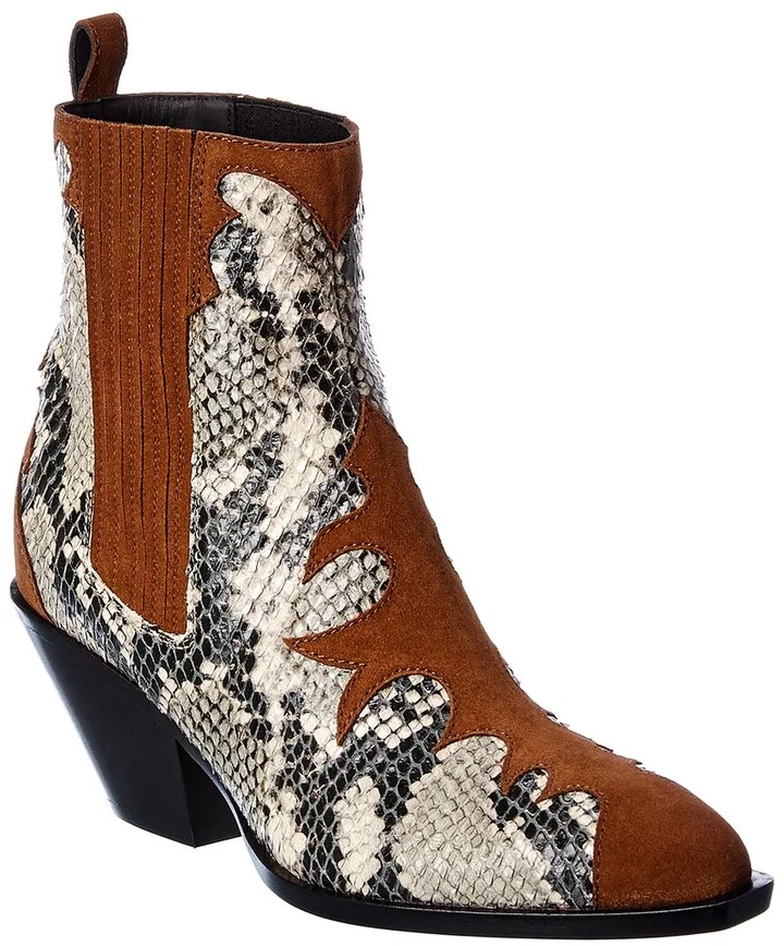 Giuseppe Zanotti Suede & Snakeskin Bootie