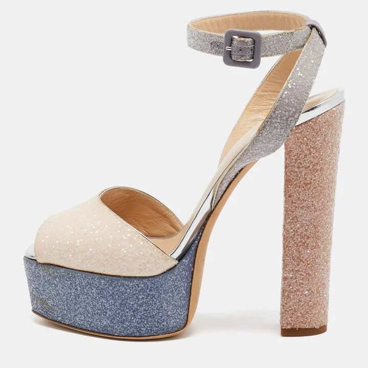 Giuseppe Zanotti Tricolor Coarse Glitter Lavinia Sandals Size 41