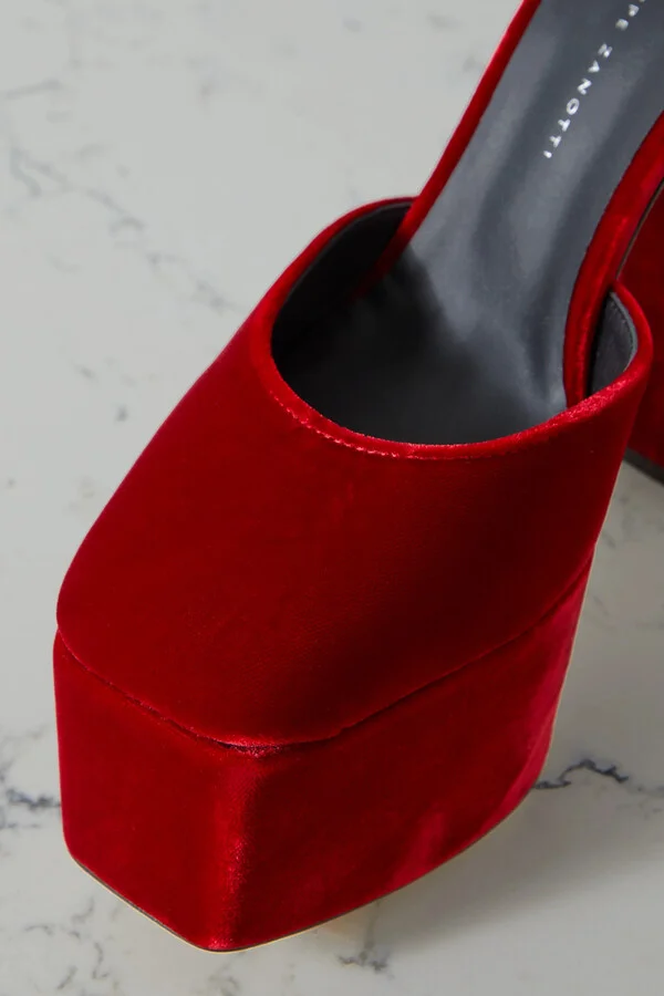 GIUSEPPE ZANOTTI - Veronica Velvet Platform Pumps - Red - Image 4