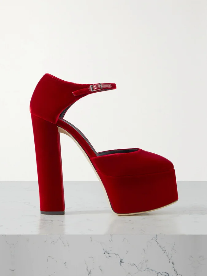 GIUSEPPE ZANOTTI - Veronica Velvet Platform Pumps - Red