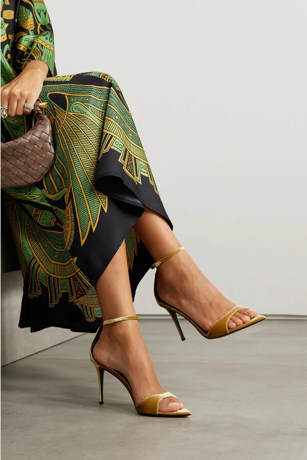 GIUSEPPE ZANOTTI - Veronica Velvet Sandals - Gold - Image 2