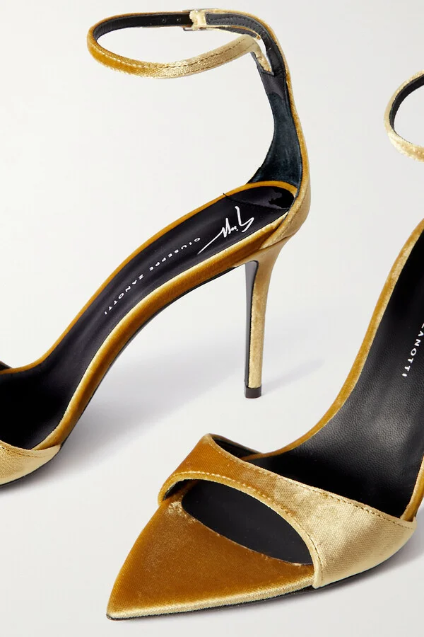 GIUSEPPE ZANOTTI - Veronica Velvet Sandals - Gold - Image 4
