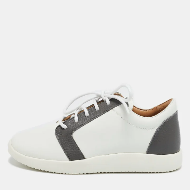 Giuseppe Zanotti White/Grey Leather G Runner Low Top Sneakers Size 36