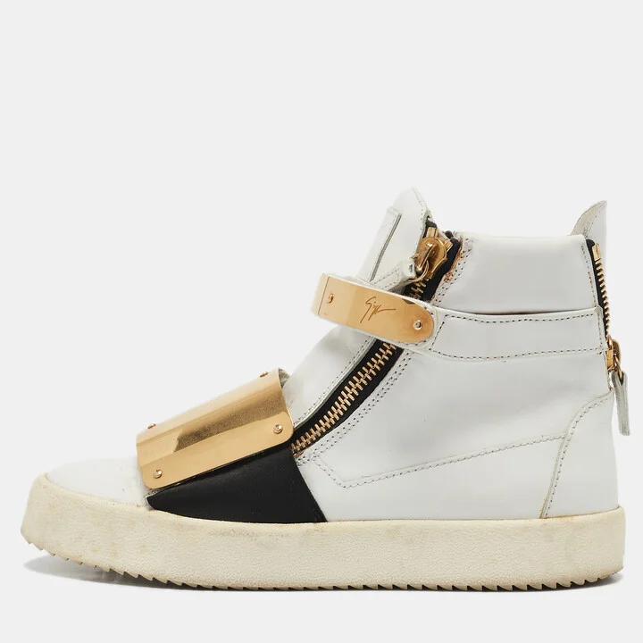 Giuseppe Zanotti White Leather High Top Sneakers Size 39