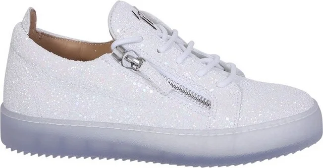 Giuseppe Zanotti Zip-Detail Glitter Lace-Up Sneakers