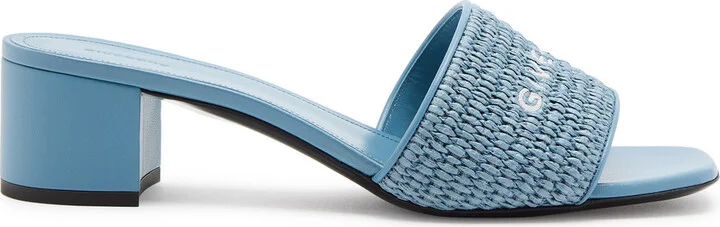 Givenchy 45 Logo Raffia and Leather Mules