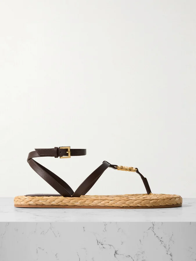 Givenchy - 4g Liquid Embellished Raffia And Leather Sandals - Brown