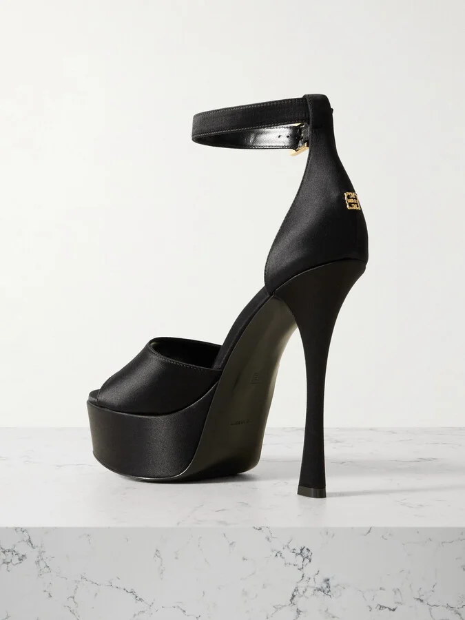 Givenchy - 4g Liquid Satin Platform Sandals - Black - Image 3